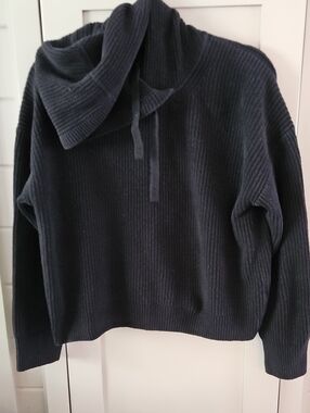 GAP Oversized Ribbed Funnel Neck Hooded Sweater - Black Sz.Med Ptp25 L21
